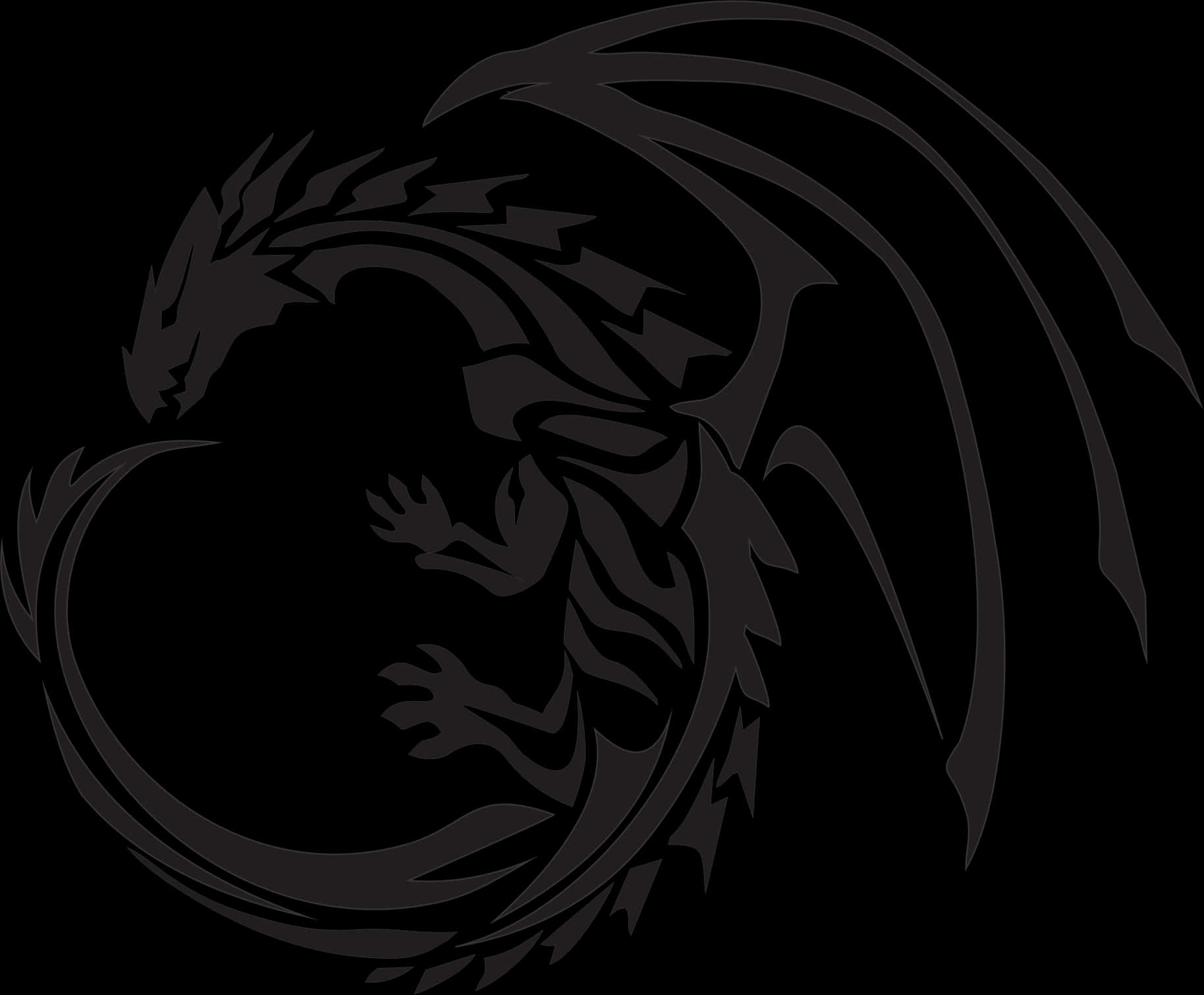 Abstract Black Dragon Silhouette PNG image