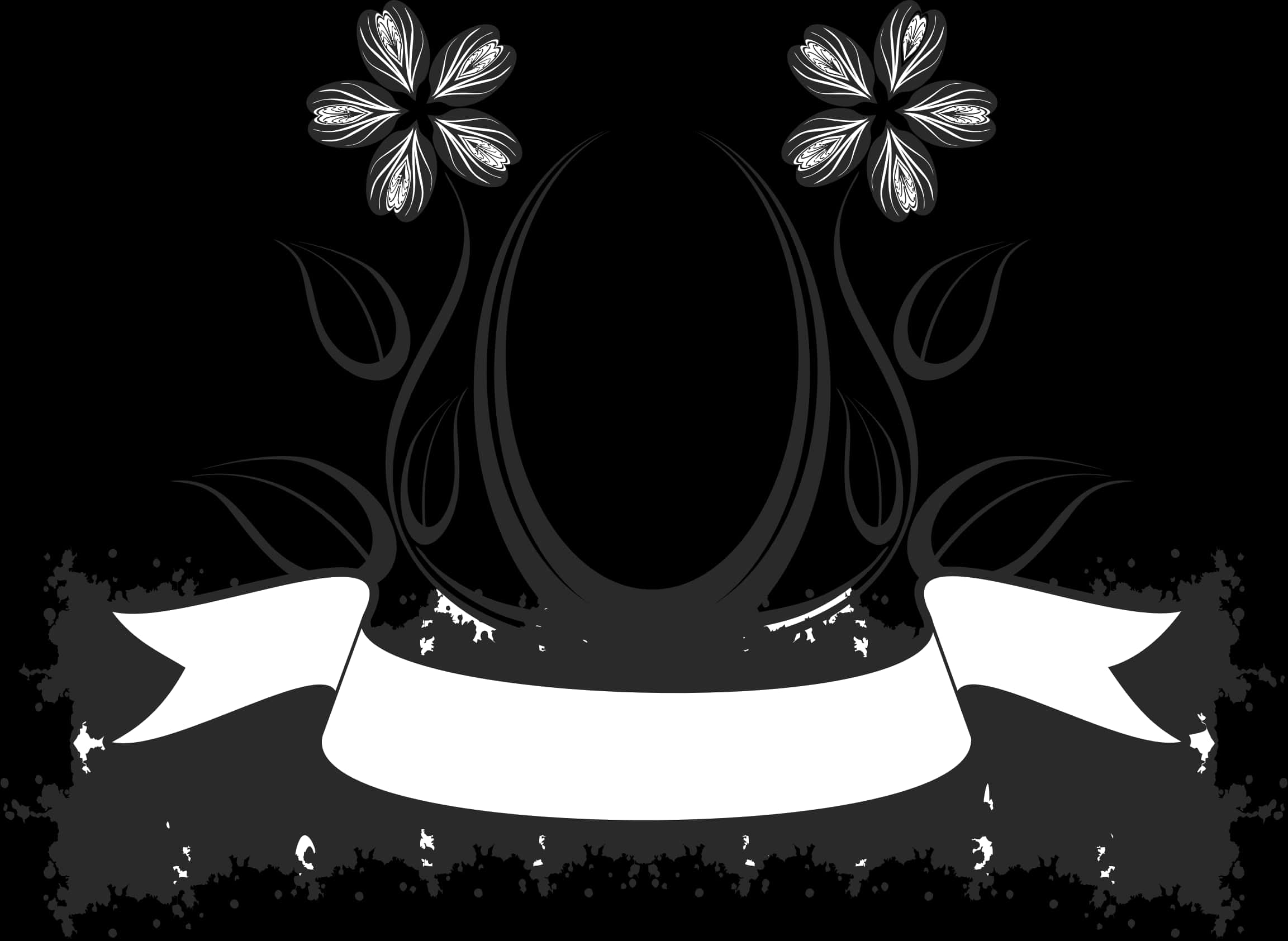 Abstract Black Floral Crown Design PNG image