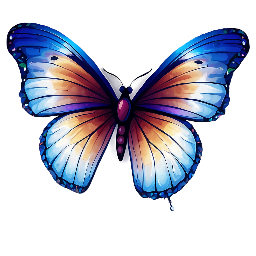 Abstract Blue Butterfly Artwork Png 28 PNG image