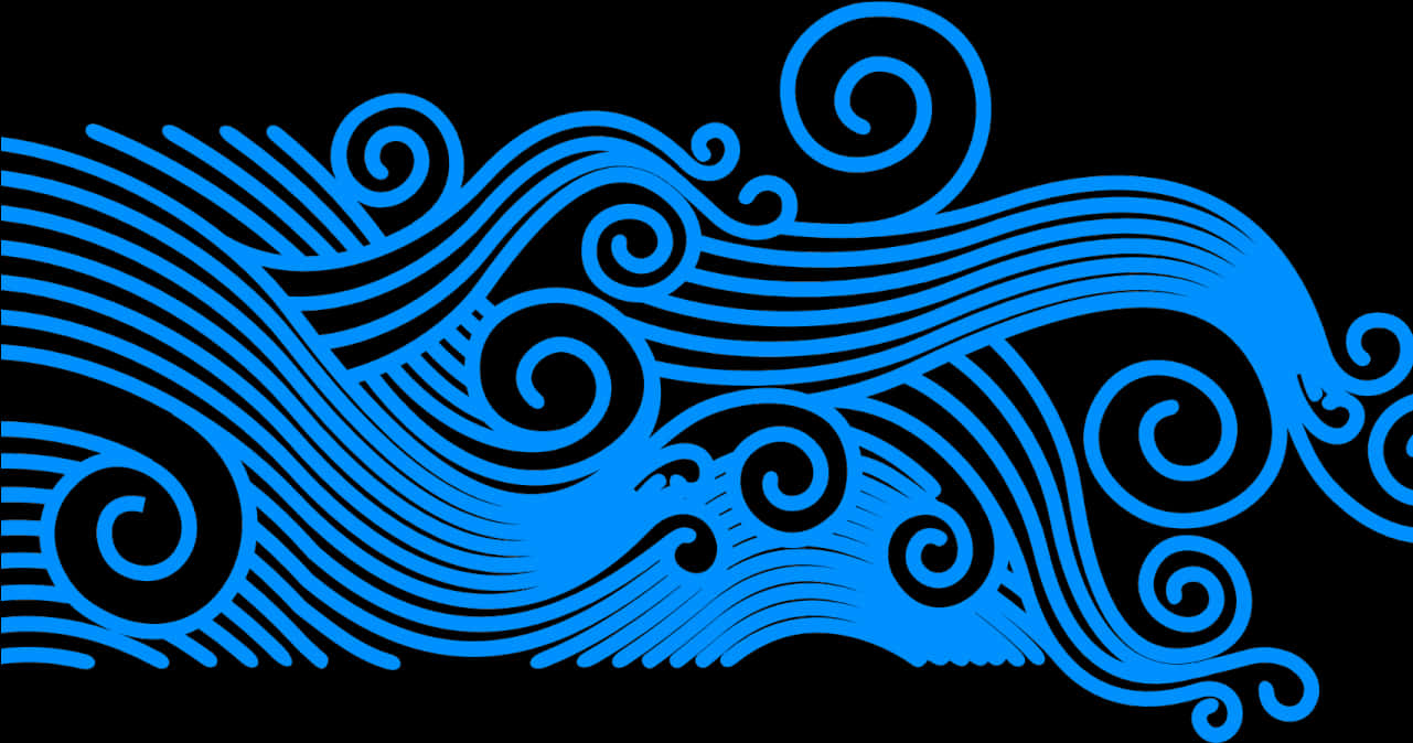 Abstract Blue Ocean Waves Graphic PNG image