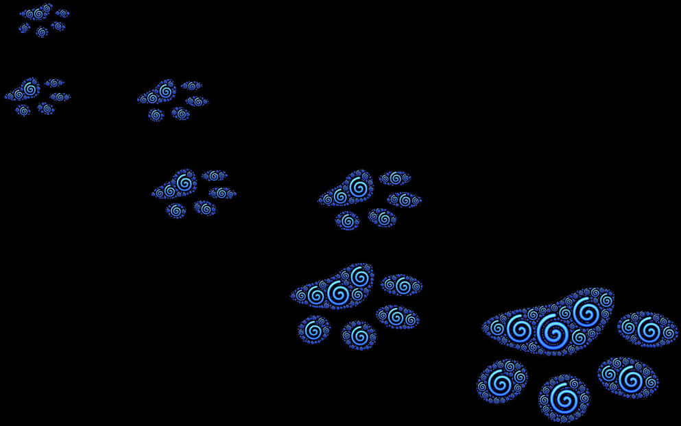 Abstract Blue Spiral Paw Prints PNG image