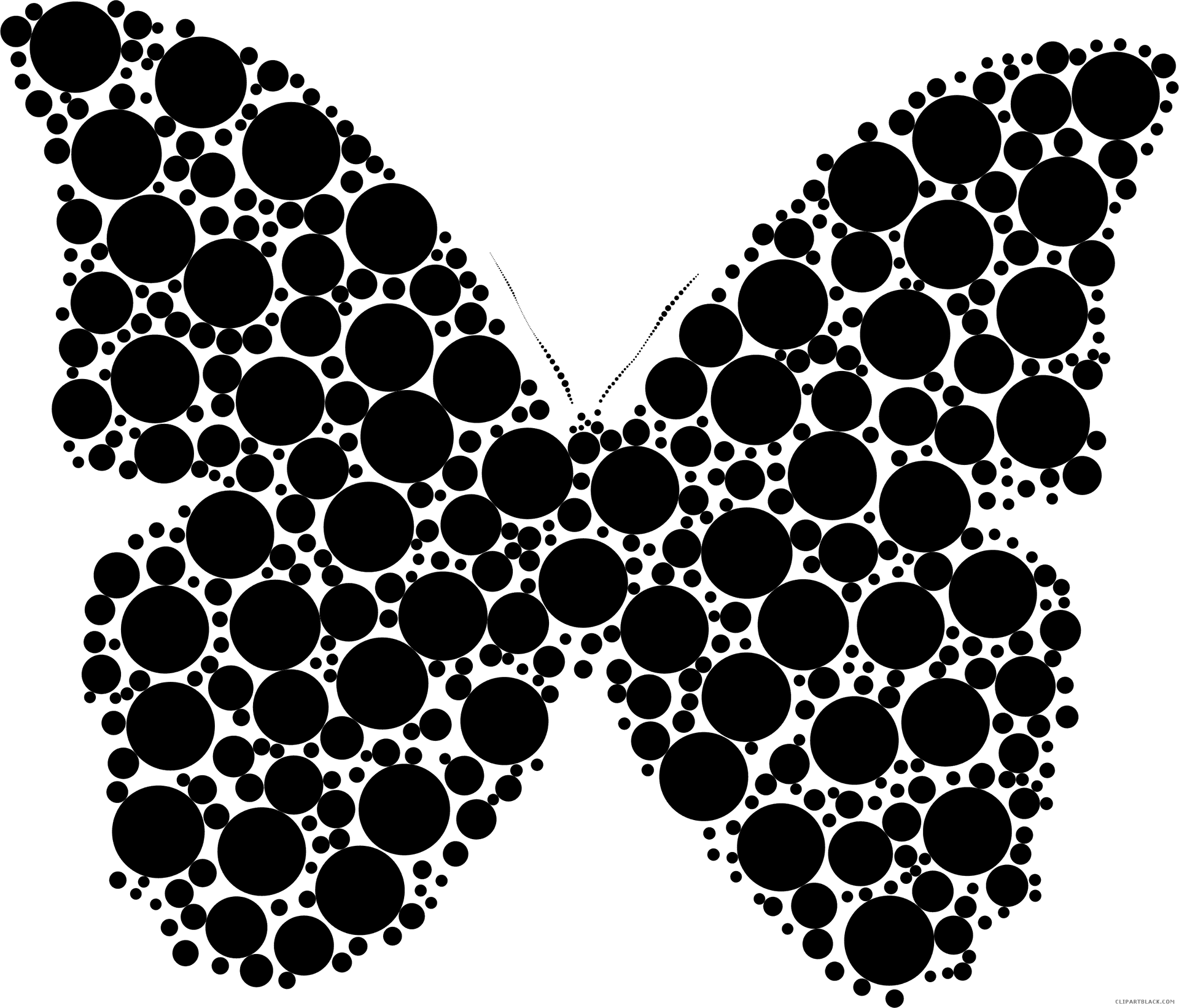Abstract Butterfly Circles Blackand White PNG image