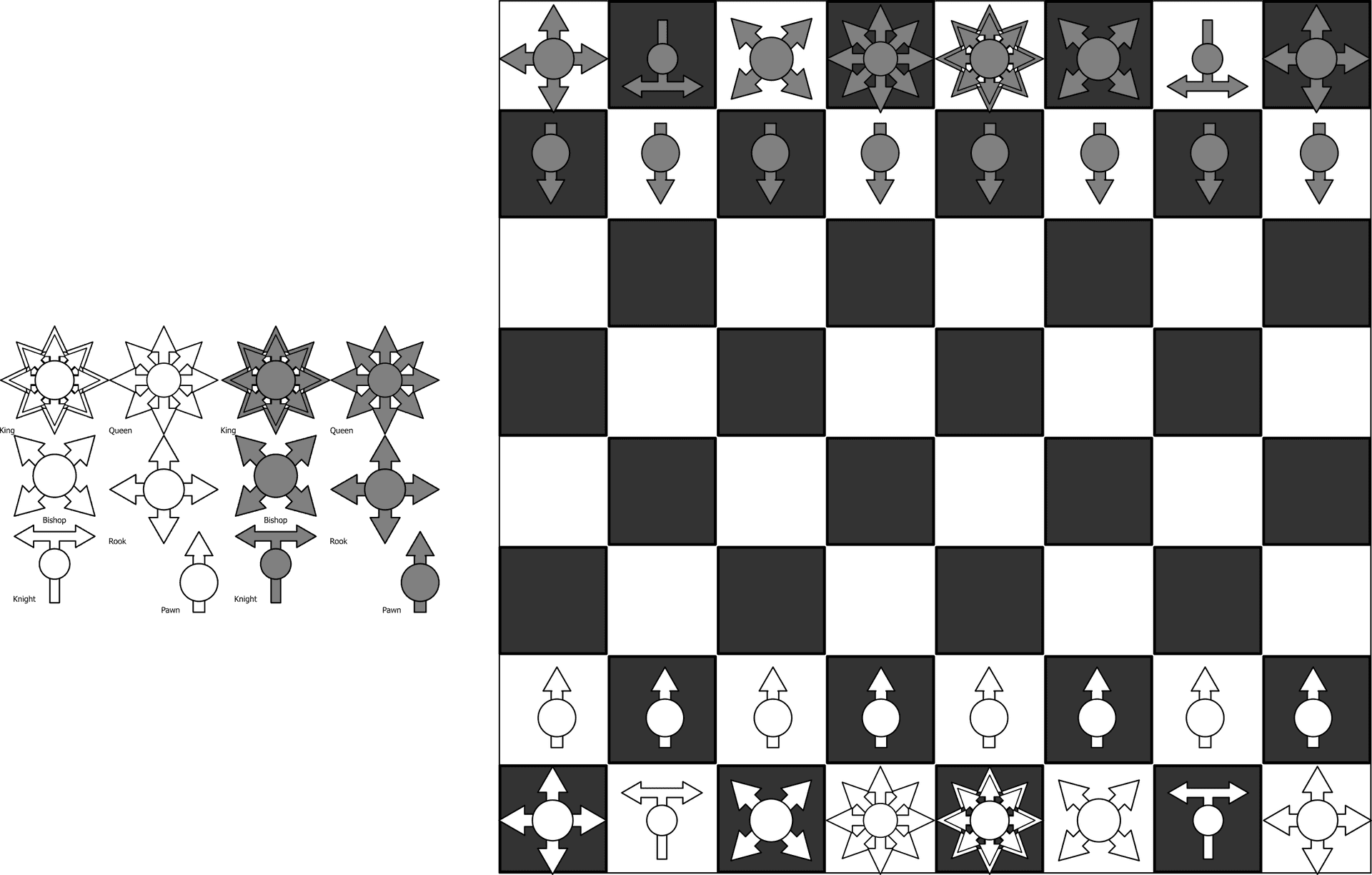Abstract Chess Pieces Setup PNG image