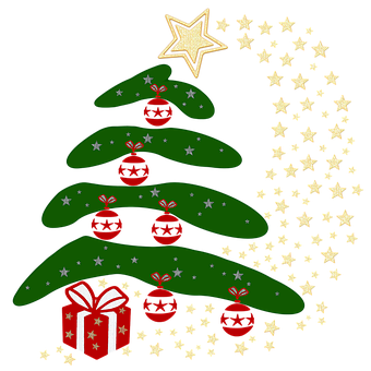 Abstract Christmas Treeand Gifts PNG image