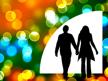 Abstract Colorful Bokehwith Black Silhouette PNG image