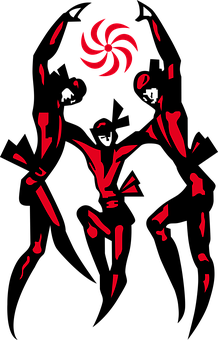 Abstract Dancer Silhouette Red Black PNG image