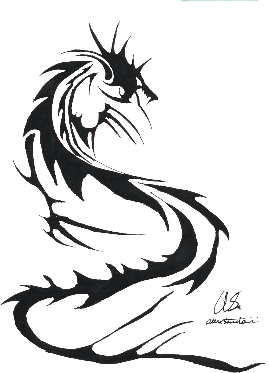 Abstract Dragon Tattoo Design PNG image