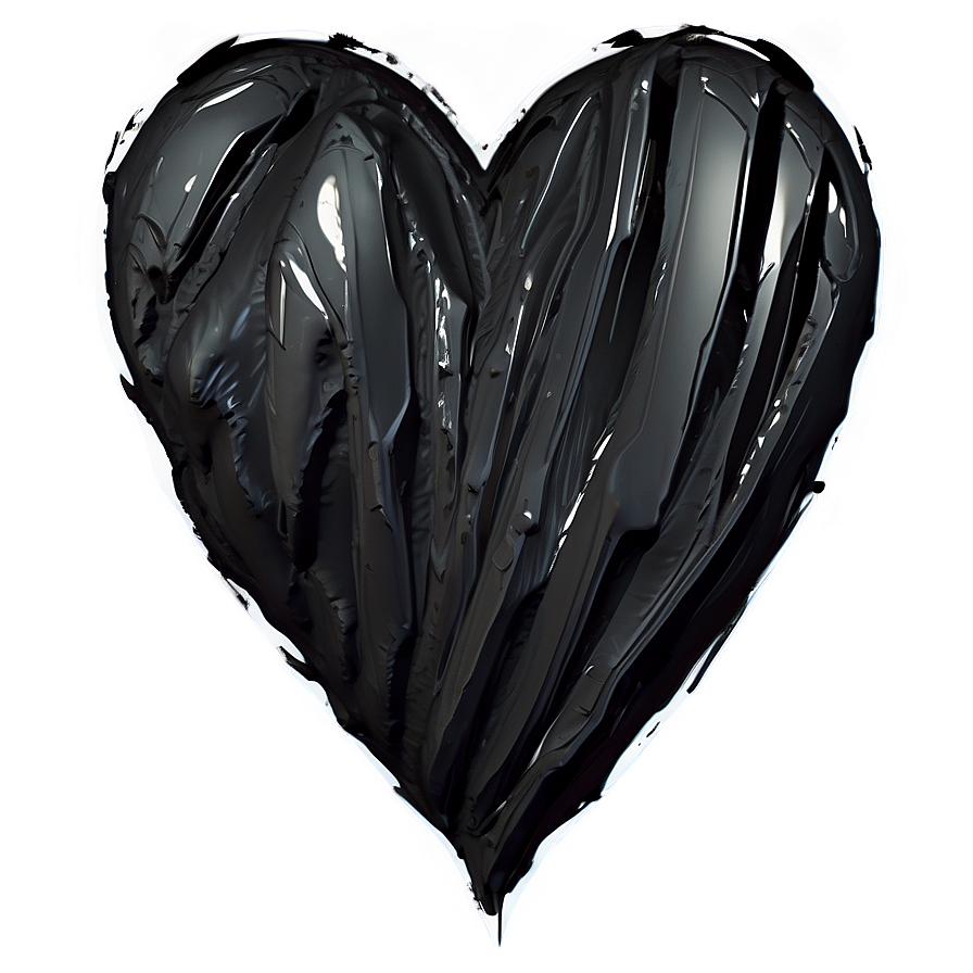 Abstract Expressionist Black Broken Heart Png Fam33 PNG image