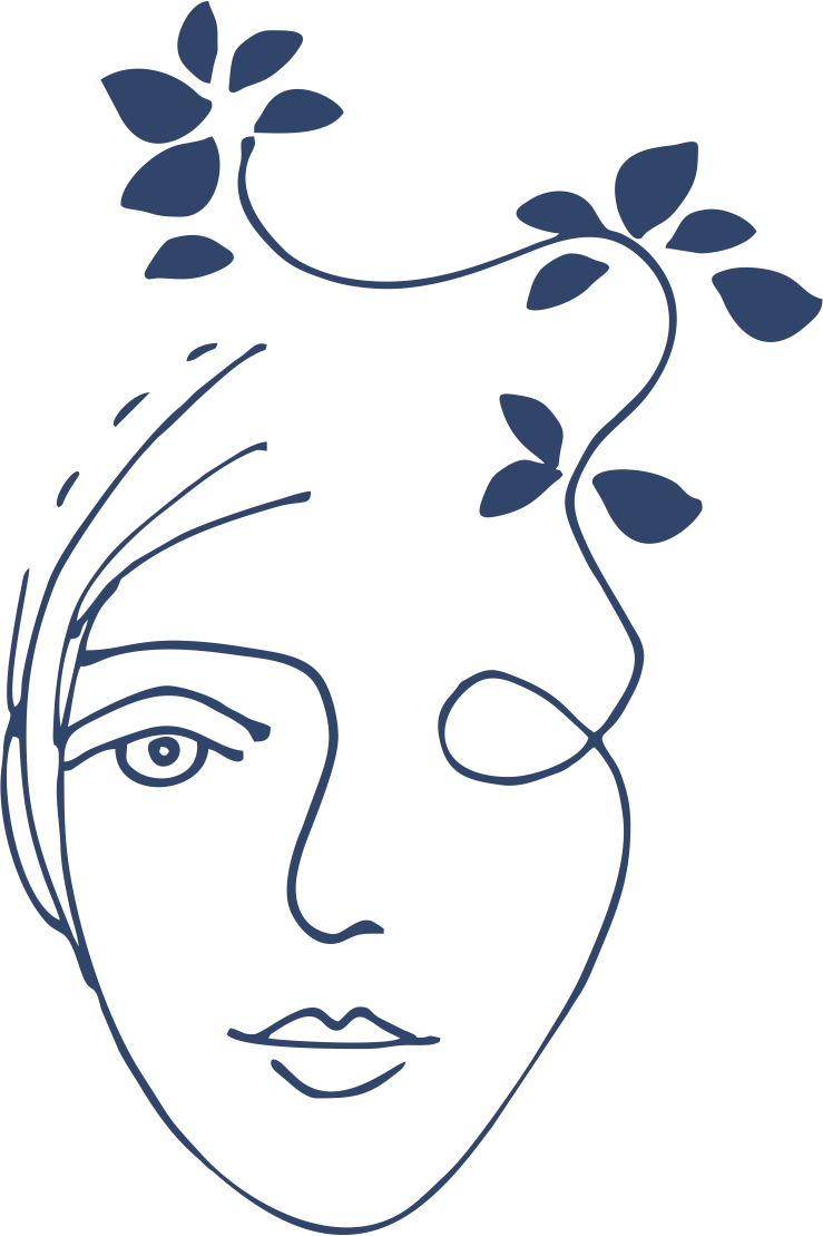 Abstract Facewith Plants Line Art PNG image