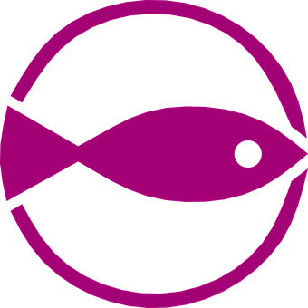 Abstract Fish Icon Purple Black Background PNG image