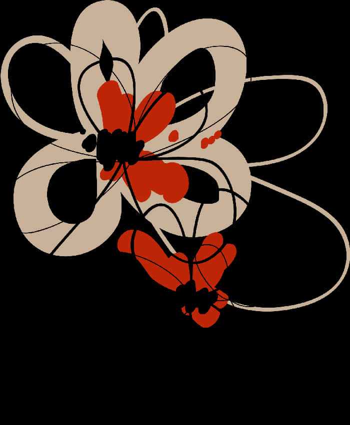 Abstract Floral Butterfly Art PNG image