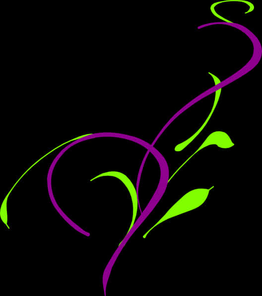 Abstract Floral Designon Black Background PNG image