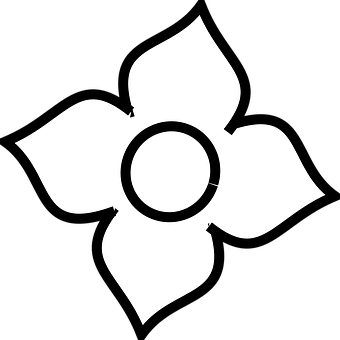 Abstract Flower Silhouette Blackand White PNG image