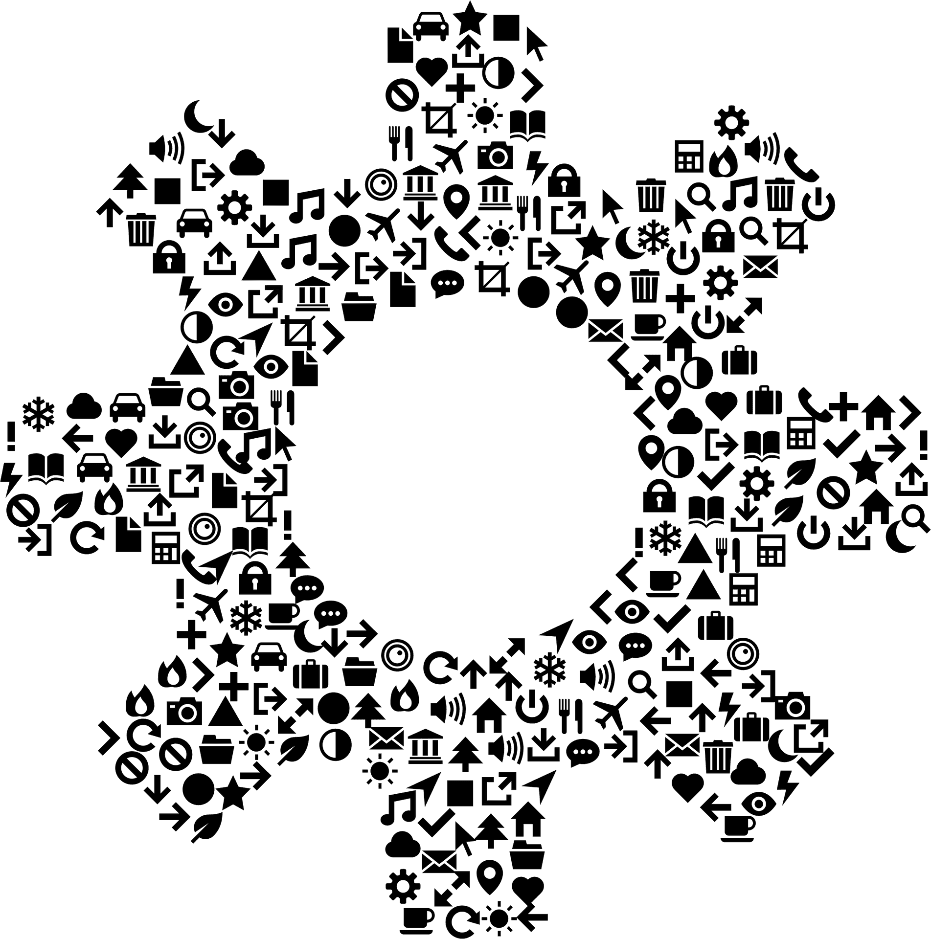 Abstract Gear Composedof Icons PNG image