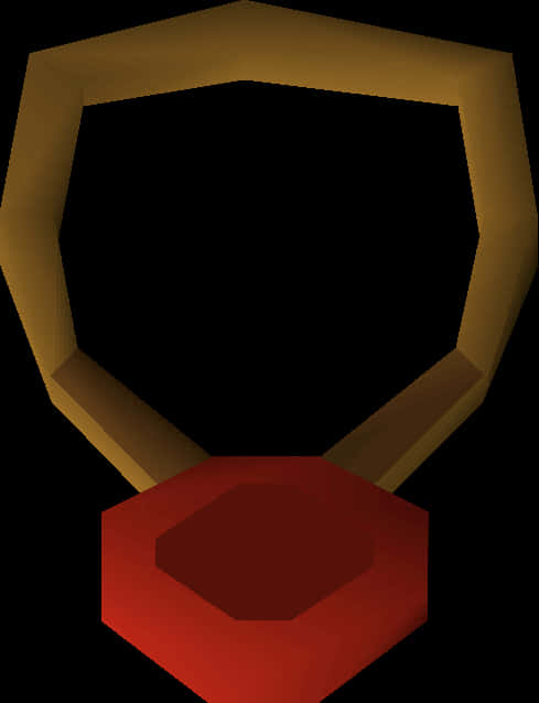 Abstract Gold Pendantwith Red Gemstone PNG image