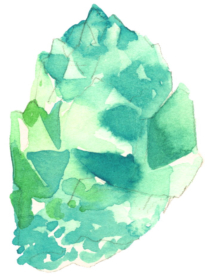 Abstract Green Crystal Watercolor PNG image