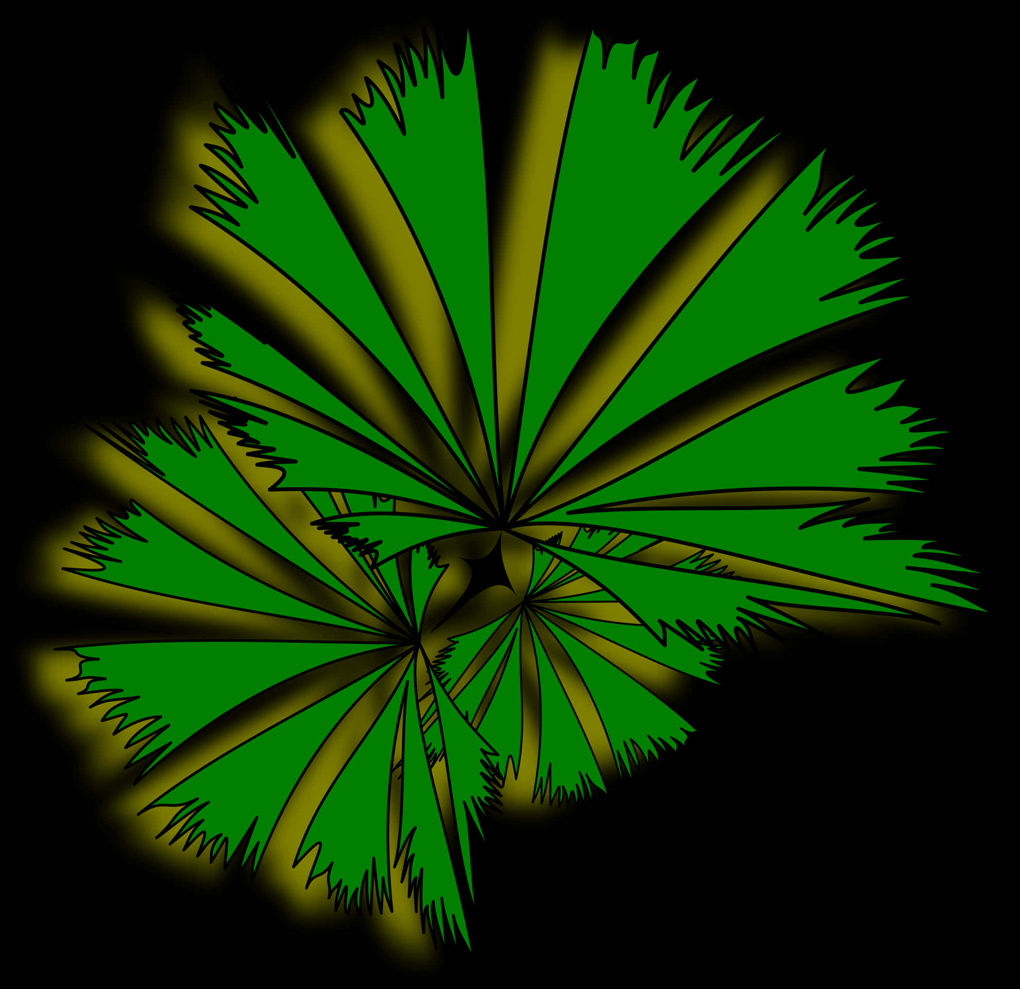 Abstract Green Palm Fan Art PNG image