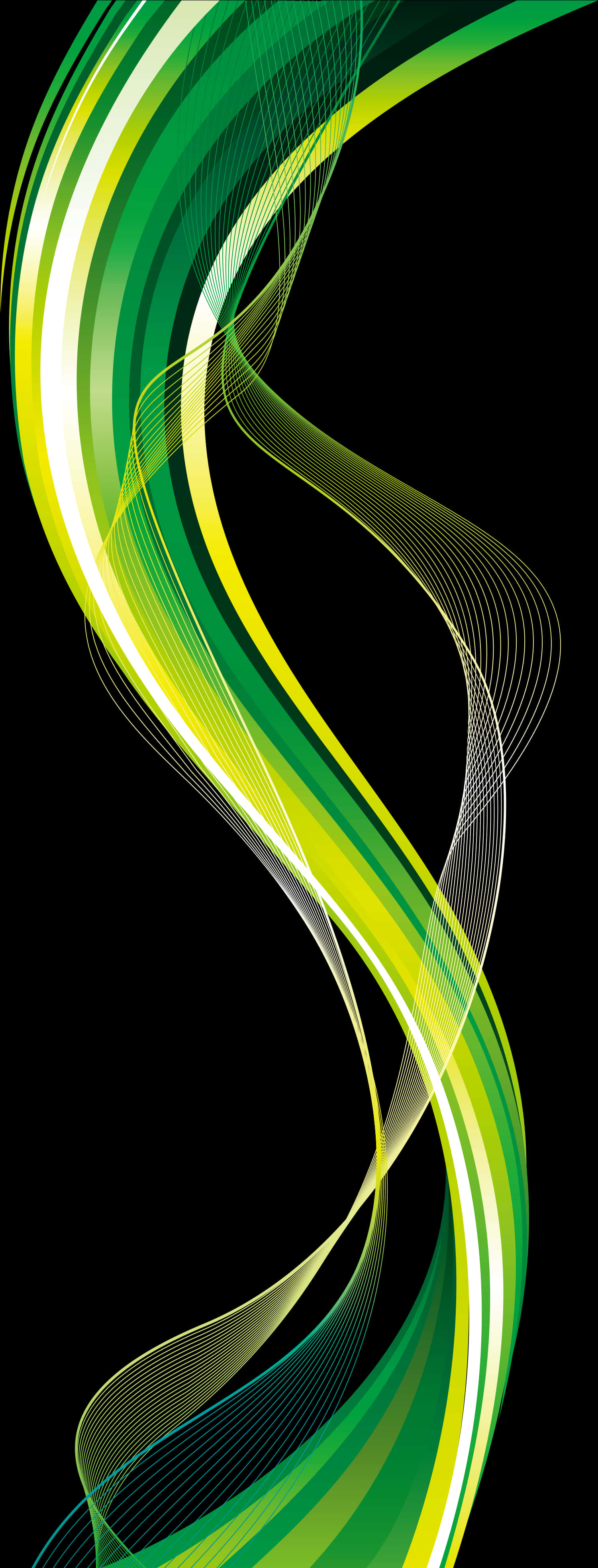 Abstract Green Wave Design PNG image