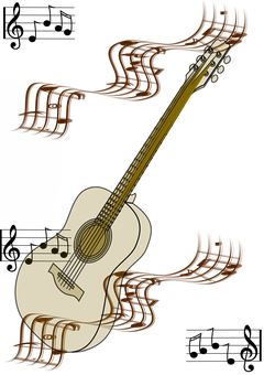 Abstract Guitarwith Musical Waves PNG image