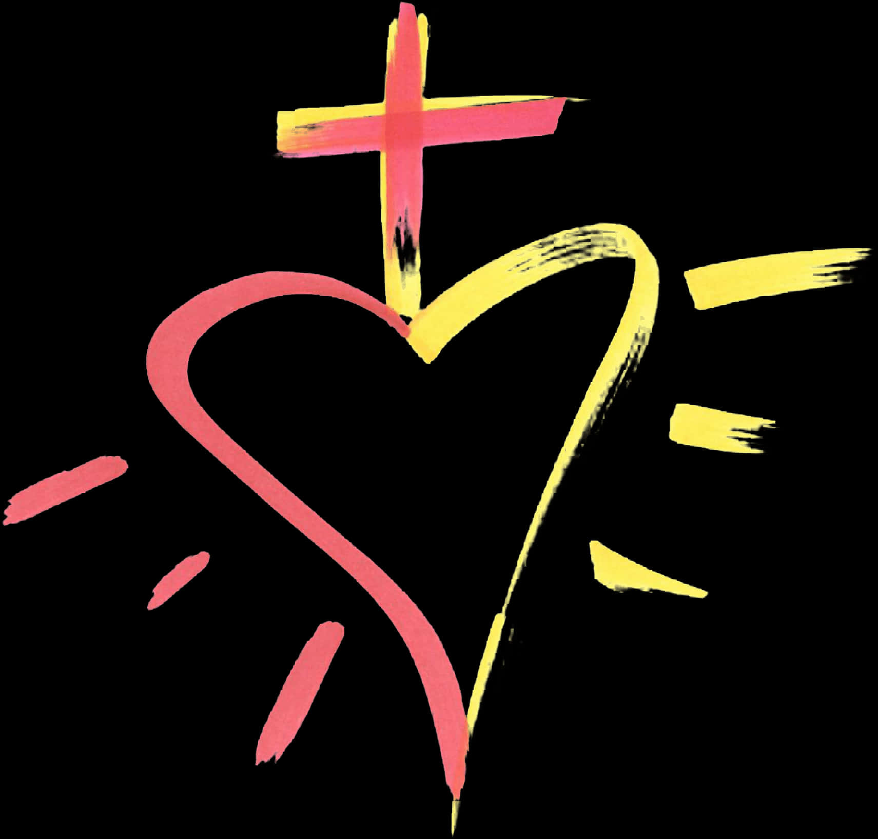 Abstract Heartand Cross Graffiti Art PNG image