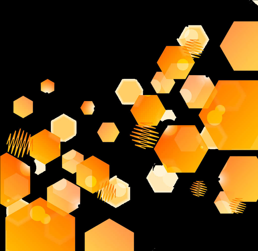 Abstract Hexagon Pattern Orange Black PNG image