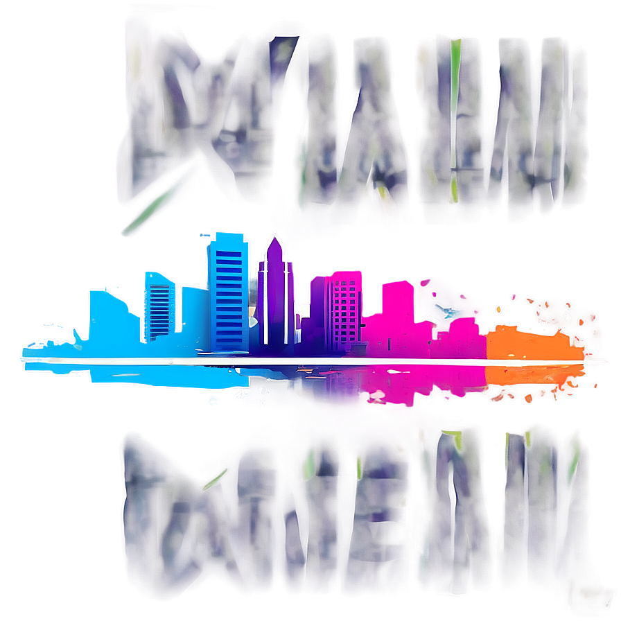 Abstract Miami Skyline Art Png 4 PNG image