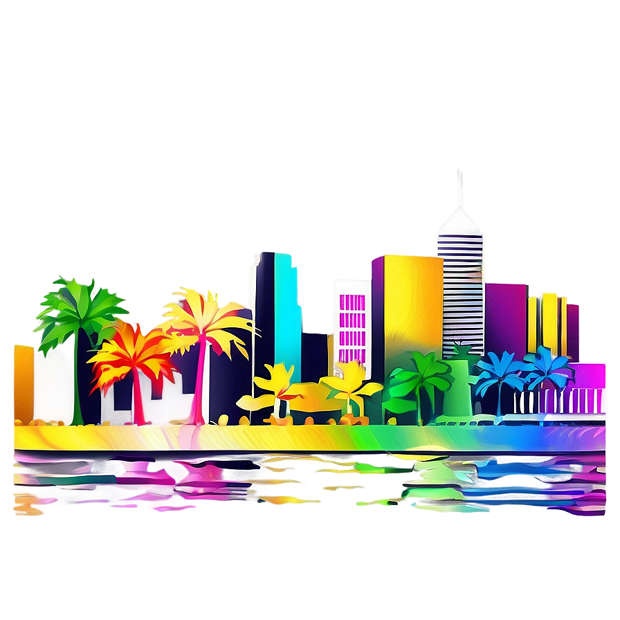 Abstract Miami Skyline Art Png Qnd18 PNG image