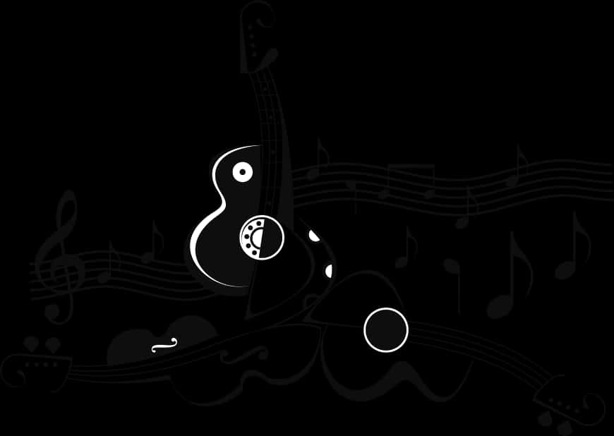 Abstract Musical Composition Black Background PNG image
