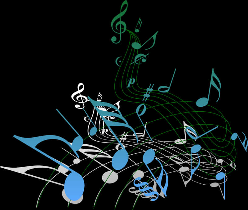 Abstract Musical Notes Design PNG image