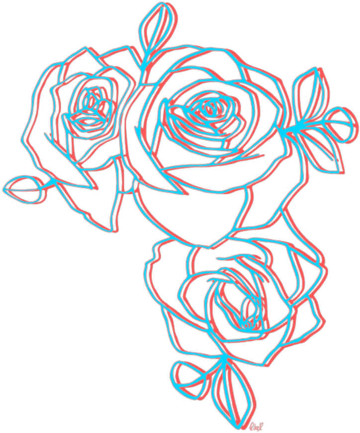 Abstract Neon Rose Sketch PNG image