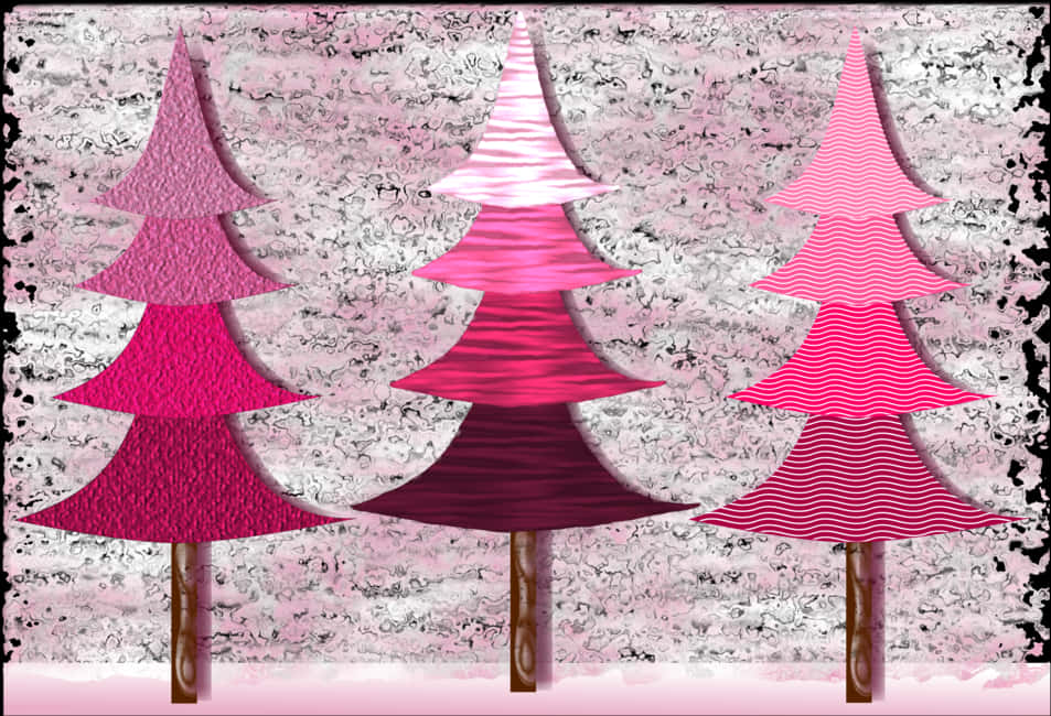 Abstract Pink Christmas Trees Artwork PNG image