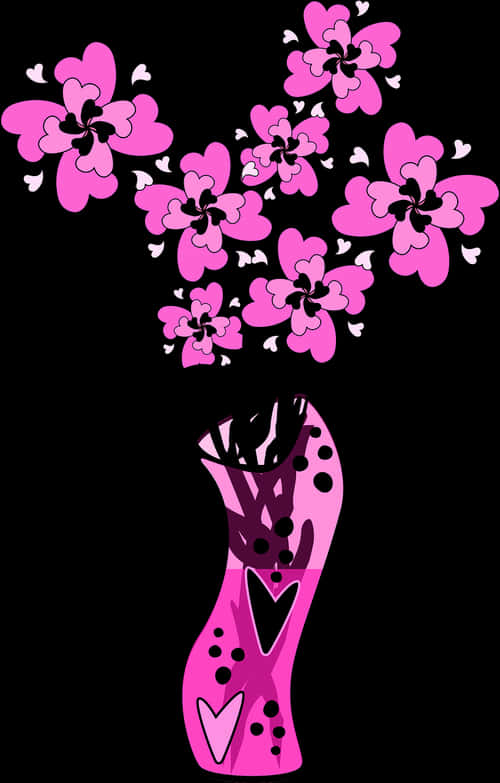 Abstract Pink Flowersin Vase PNG image