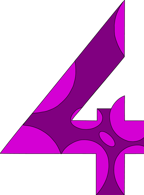 Abstract Purple Number Four Graphic PNG image
