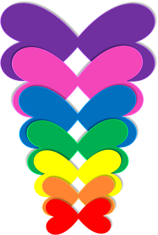 Abstract Rainbow Hearts Stack PNG image
