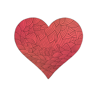 Abstract Red Wave Pattern Heart PNG image