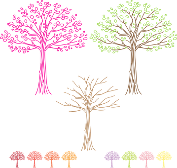 Abstract Seasonal Trees Vector PNG image