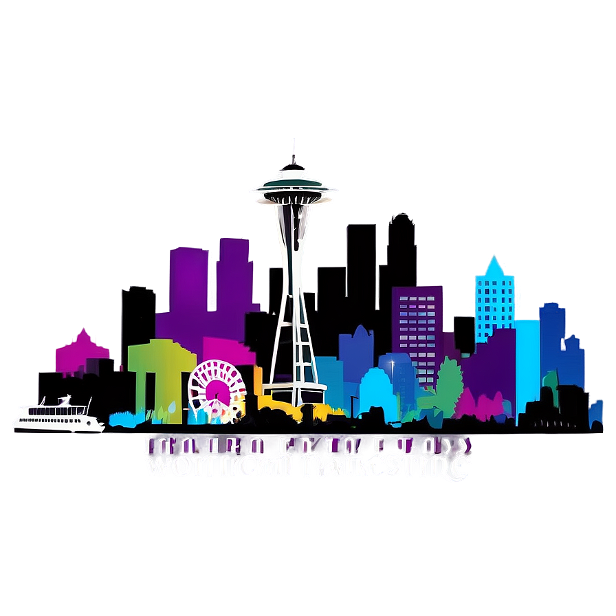 Abstract Seattle Skyline Graphic Png 48 PNG image