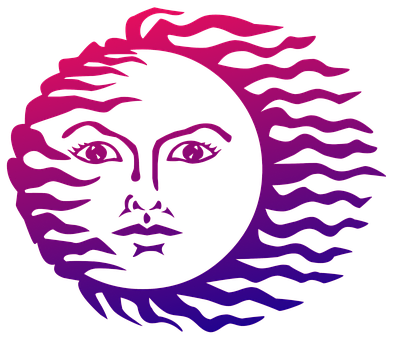 Abstract Sun Face Illustration PNG image