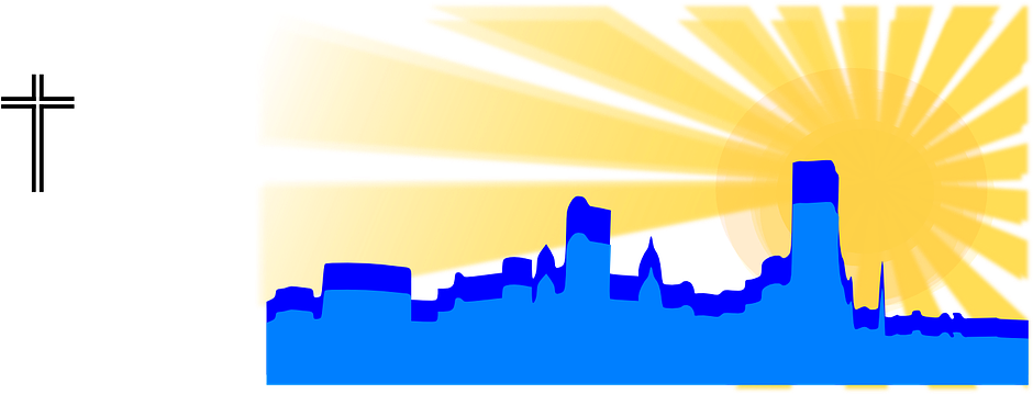 Abstract Sunrise City Silhouette PNG image