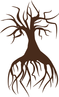 Abstract Tree Silhouettewith Roots PNG image