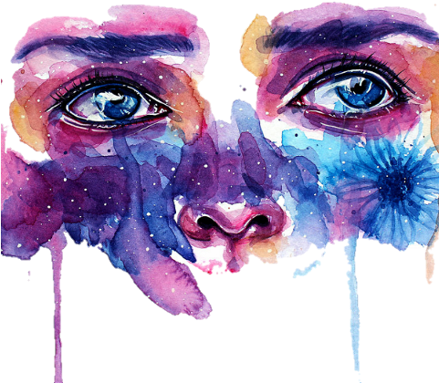 Abstract Watercolor Eyes Sticker PNG image