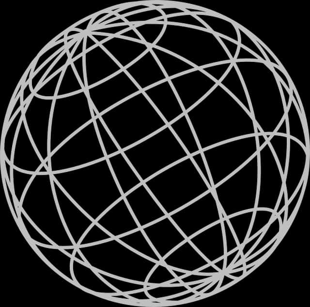 Abstract White Lines Globeon Black Background PNG image