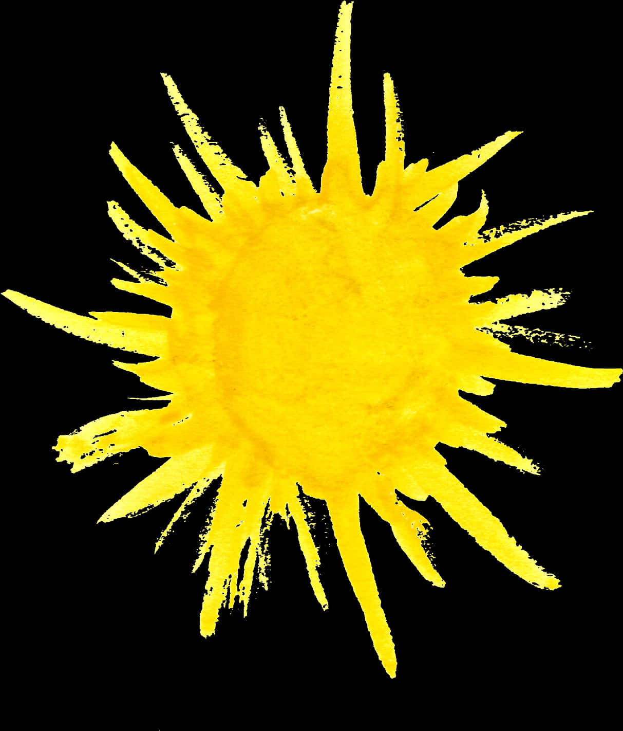 Abstract Yellow Sun Painting Transparent Background PNG image