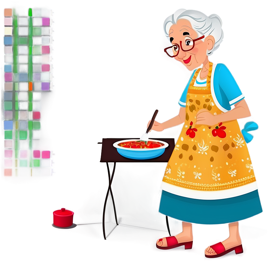 Abuela Cooking Illustration Png Ktg PNG image