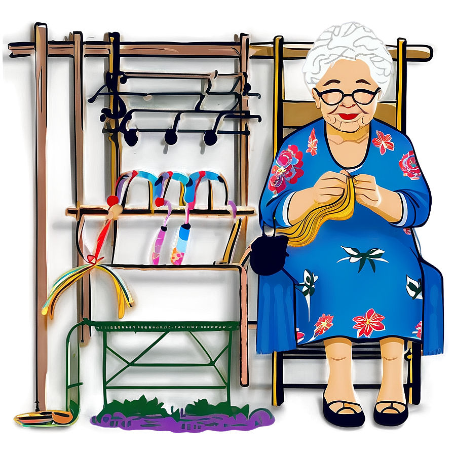 Abuela Knitting Clipart Png 06292024 PNG image