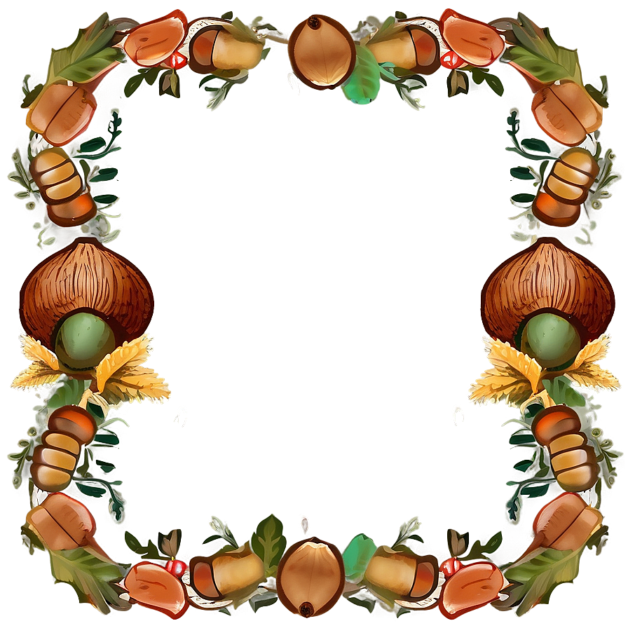 Acorn And Oak Thanksgiving Border Png 33 PNG image