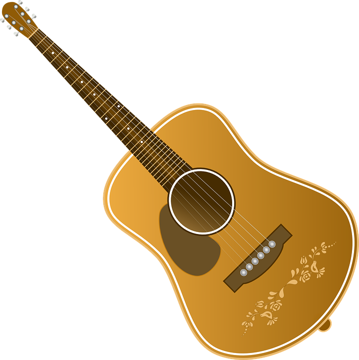 Acoustic Guitar Floral Design PNG image
