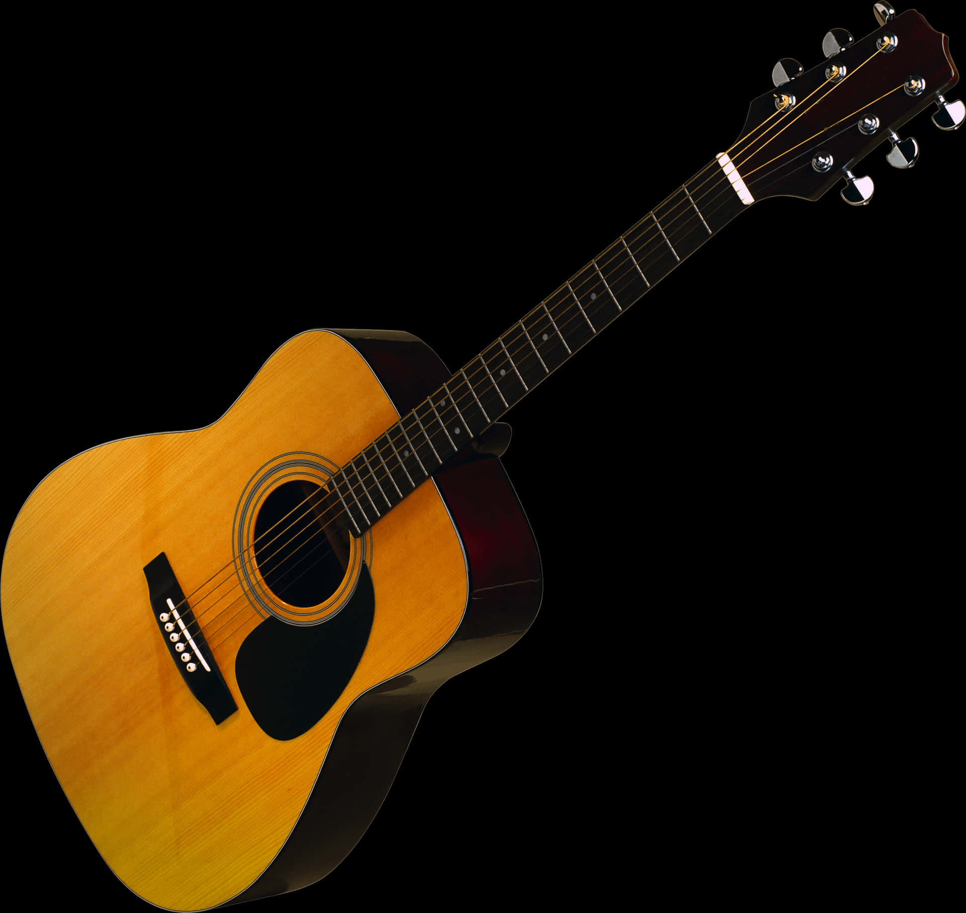 Acoustic Guitar Isolatedon Black PNG image