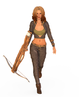 Action Figure Womanwith Crossbow PNG image