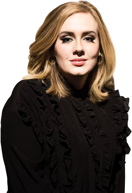Adele Portraitin Black Ruffle Dress PNG image